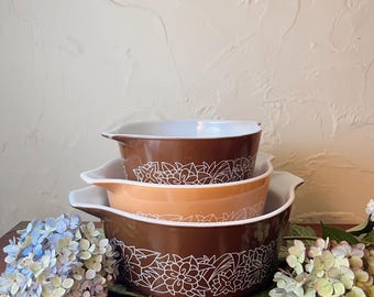 Juego de cuencos Pyrex con asa y diseño de bosque (3 unidades)