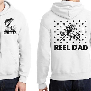Funny Bass Fishing Dad Birthday Front Back Print Sweatshirt, Fishing Dad Gift, Father Hoodie, Reel Papa Gift, Fathers day Gift, fishing life