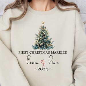 Personalized Our First Christmas Engaged Couple Matching Sweatshirts, First Christmas Gift For Newly Engaged Couple, Gift For Fiance
