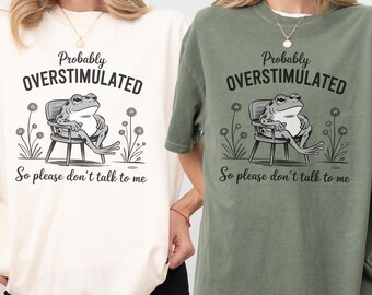 コンフォートカラーシャツ ママのための刺激的すぎる面白いシャツ、カウボーイフロッグシャツ、アンヒンジドTシャツ、ウィアードコア服、奇妙なもの、皮肉なTシャツ