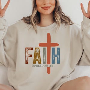 Faith Can Move Mountains Sweatshirt, Christian Gift, Faith Shirt, Jesus Hoodie, Bible Verse Crewneck, Minimal Christian Gift, Christ gift