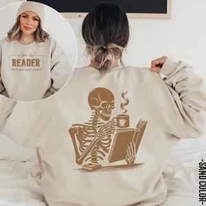 Das Leser-Skelett-Sweatshirt, Skelett-Lese-Sweatshirt, Buch-Liebhaber-Geschenk für Frauen, Buch-Liebhaber-Sweatshirt, Skelettkarte-Sweatshirt