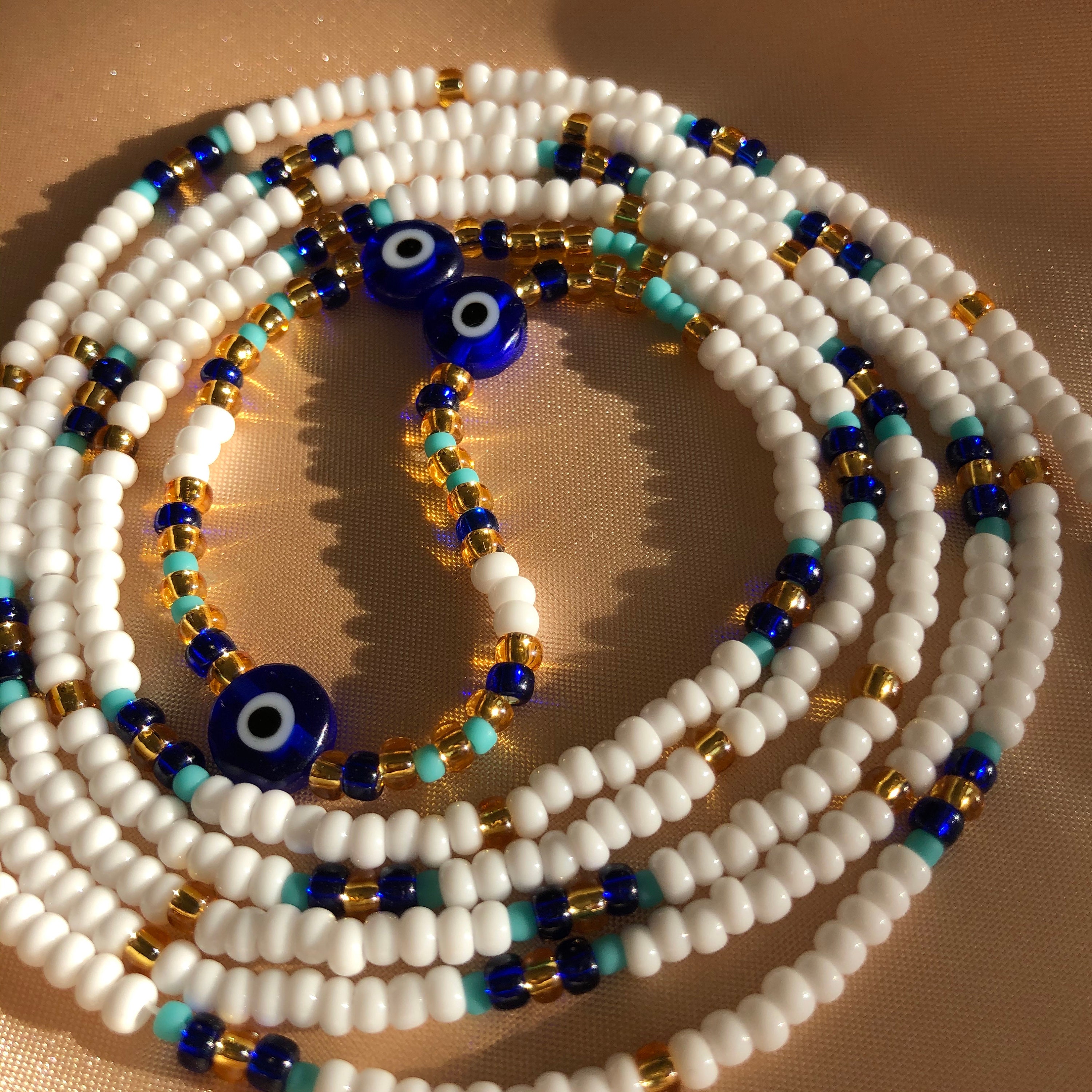 Blue eye waist bead deals