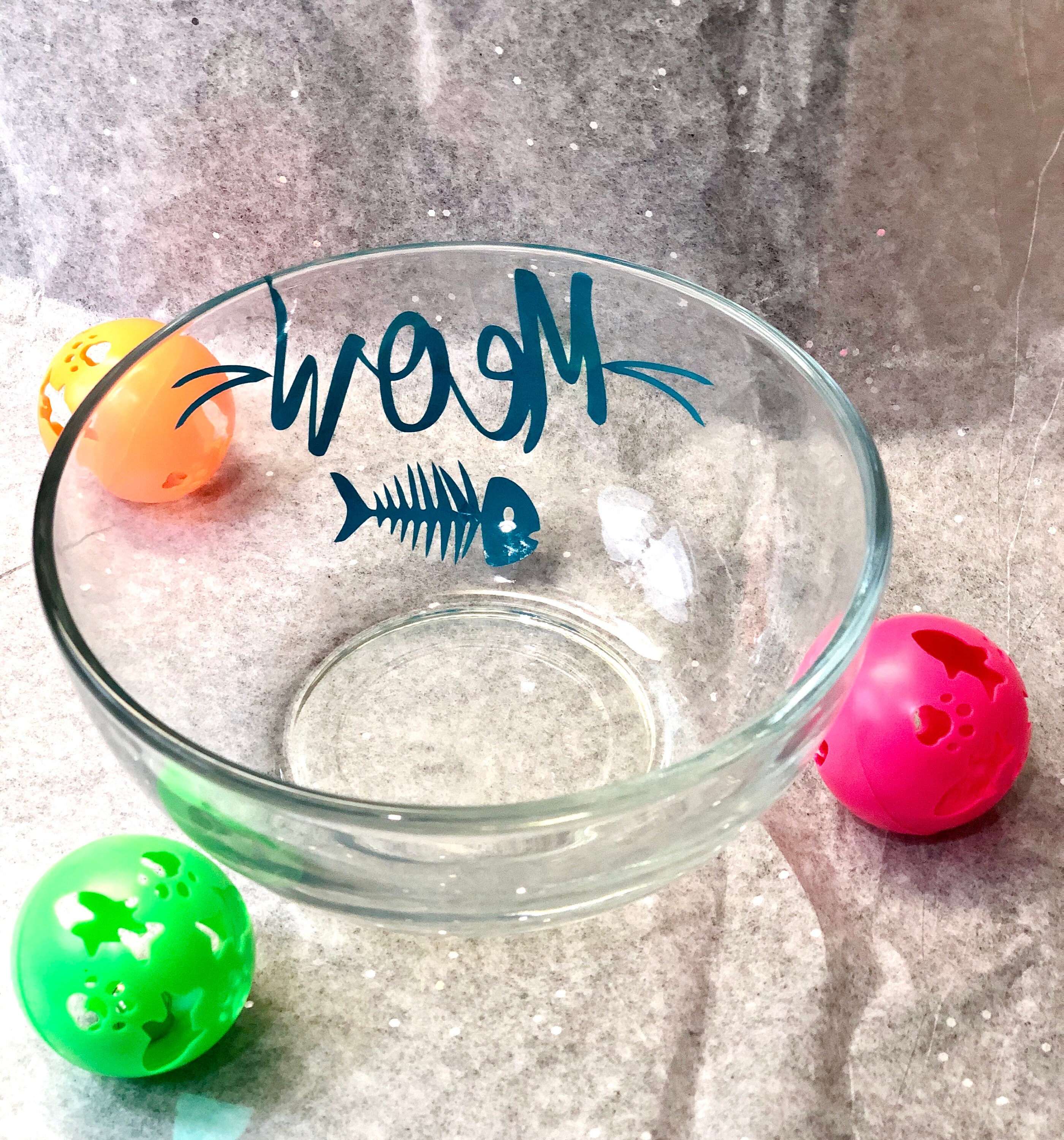 Cat Bowl Meow Bowl Cat Food Dish Glass Cat Bowl Pet Bowls Etsy