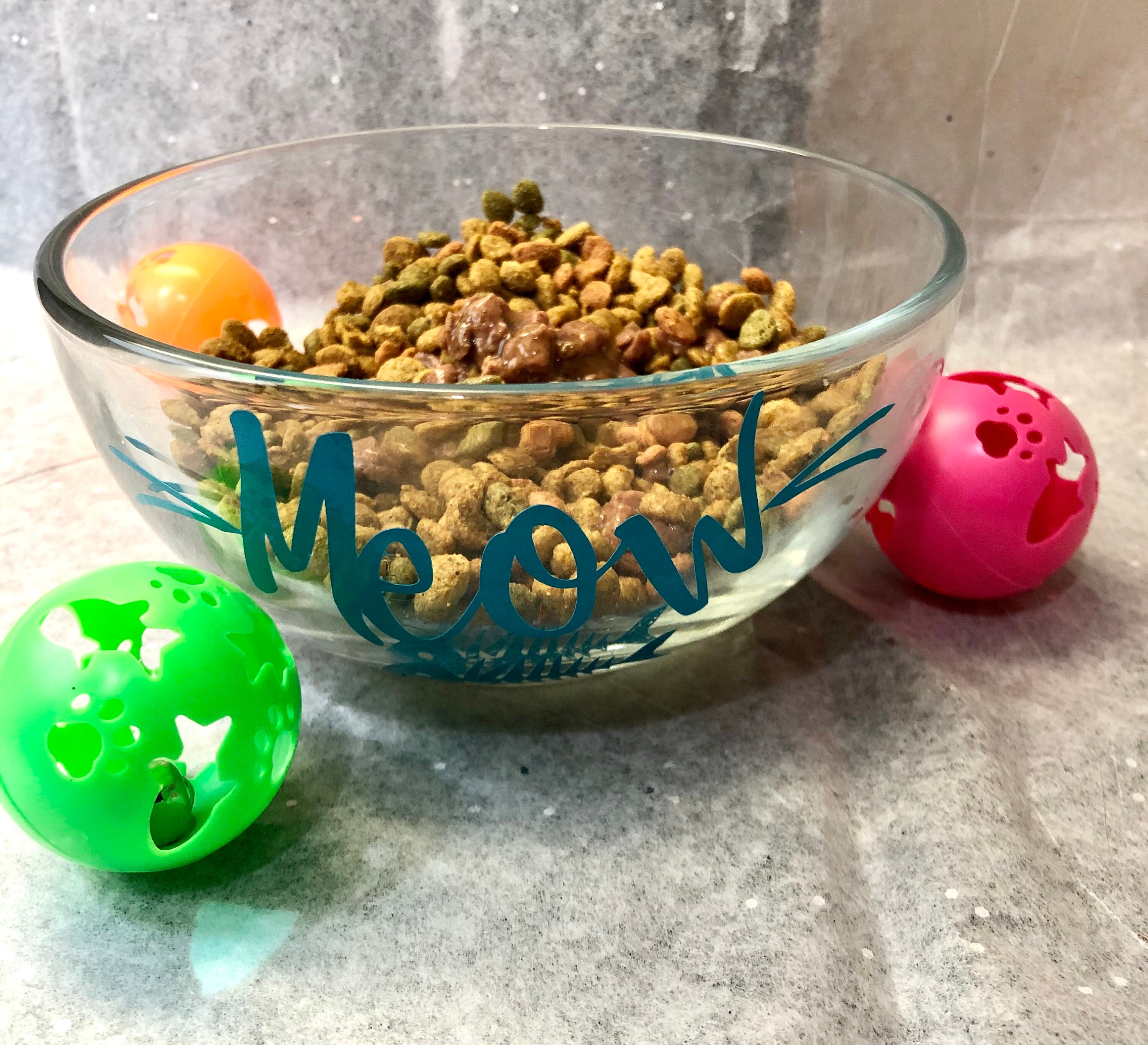 Cat Bowl Meow Bowl Cat Food Dish Glass Cat Bowl Pet Bowls Etsy