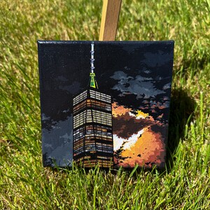 Freedom Tower, New York acrylic painting, 5x5&quot;