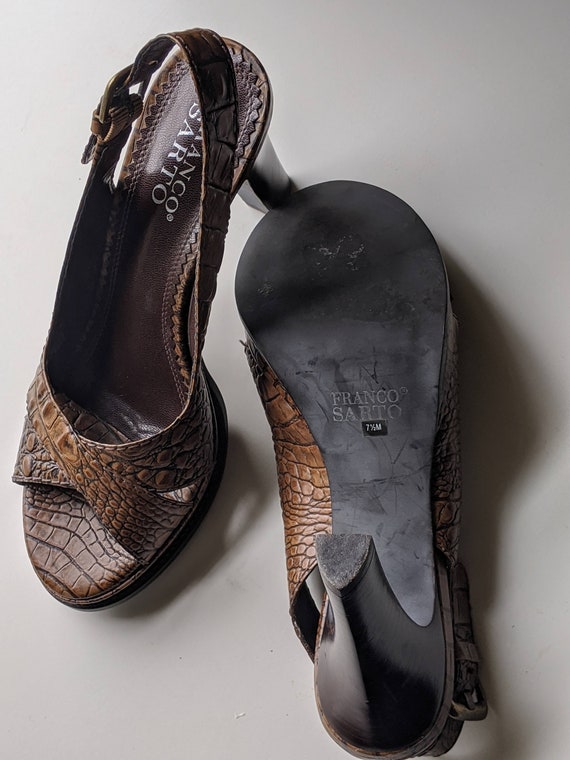 7.5M Franco Sarto Brown faux alligator/crocodile … - image 2