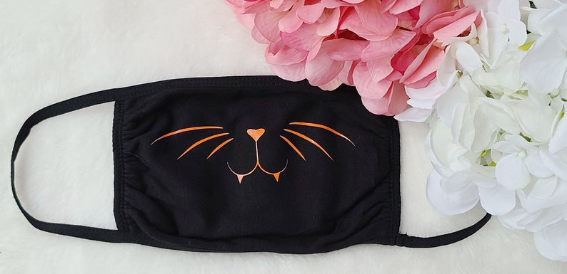 Cat Fang Face Mask | Cat Face Mask | Halloween Face Mask | Cat Halloween Face Mask | Cat Fang Mask | 100% Cotton Adult Mask 