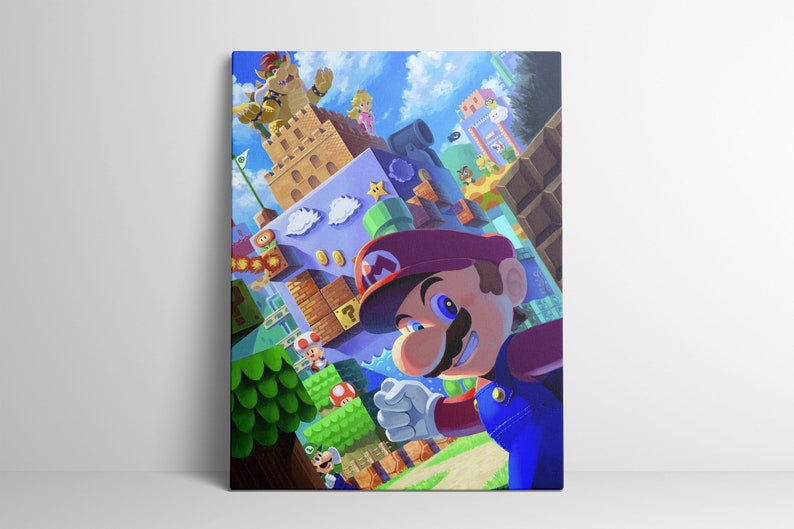 Super Mario Canvas Wall Art Mario Poster Mario Print Etsy