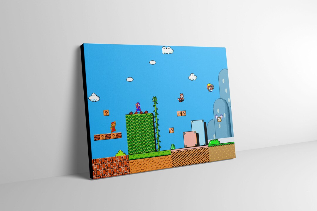 Super Mario Canvas Print Wall Art Super Mario Poster Super Etsy