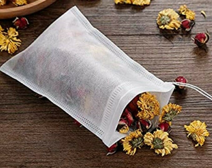 100 Disposable Tea Filter Bags Empty Cotton Drawstring Seal Filter Tea Bags // Order 2 or More