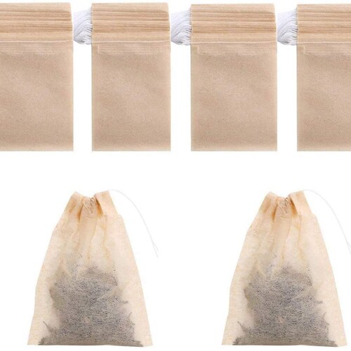 100 Disposable Tea Filter Bags Empty Cotton Drawstring Seal Etsy