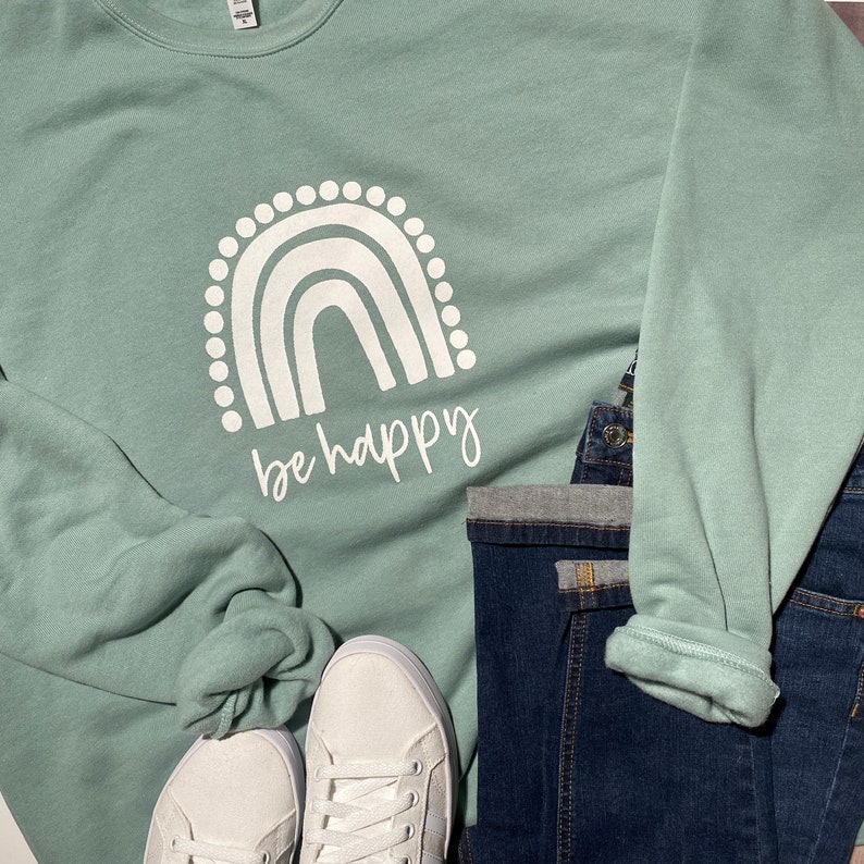 Be Happy Rainbow Sweatshirt  Cozy Bella Canvas Unisex Drop image 2