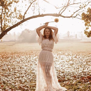 PREORDER ISABELLE Two Piece Boho Wedding Set Maternity Gown