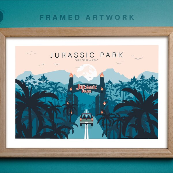 Jurassic Park Minimalist Movie Poster: Home Decor Wall Art