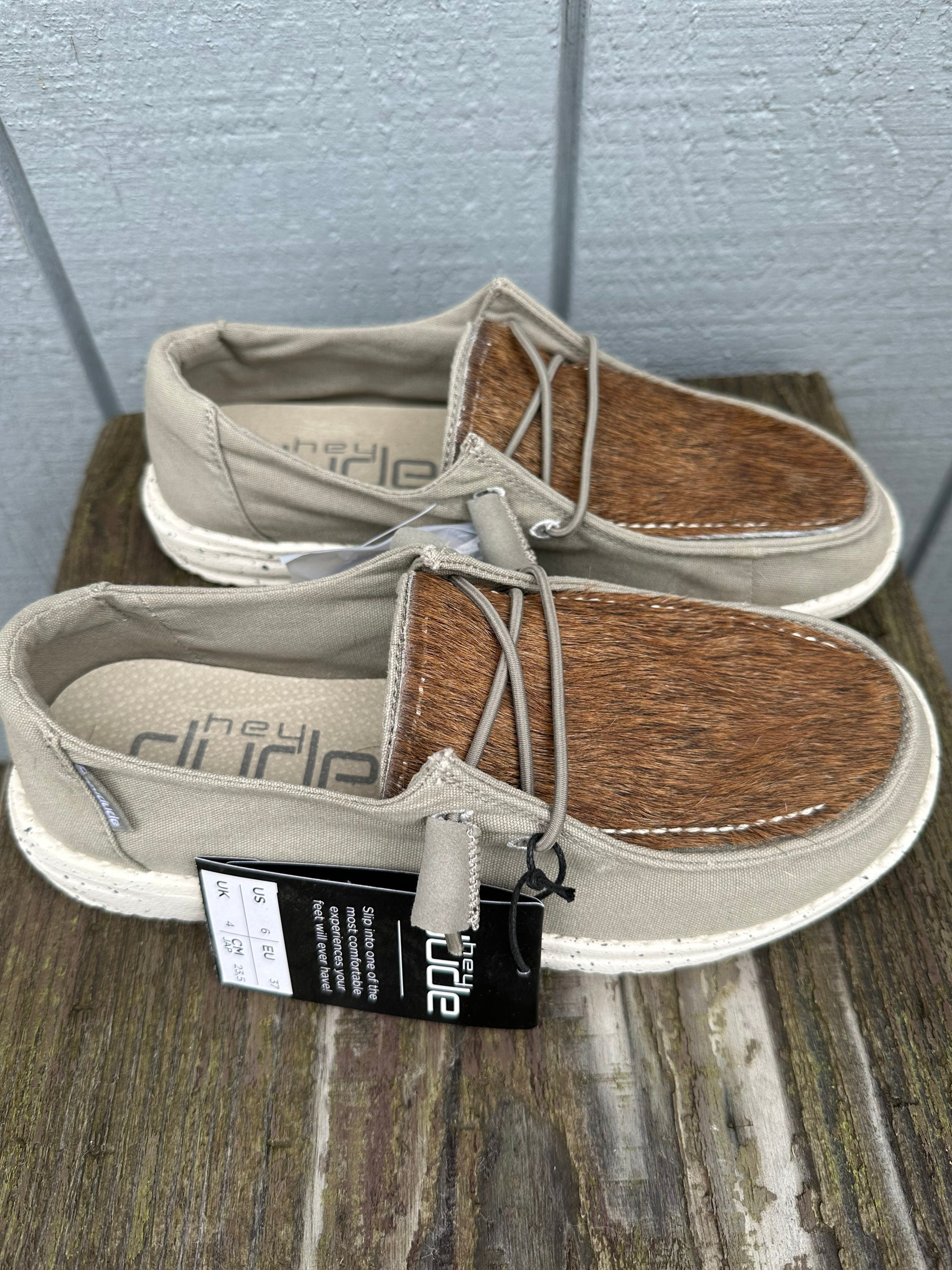 Hey Dude Shoes With Brown Hair on Cowhide Leather Topper. Etsy