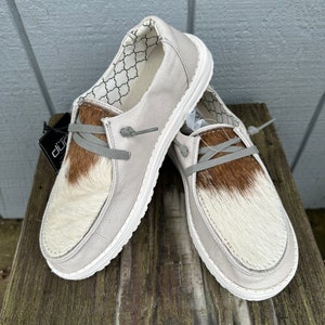 Hey Dude shoes with hair on cowhide leather topper. Women size 7.