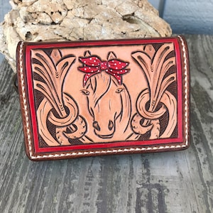 Cartera con llavero de cuero con forma de caballo