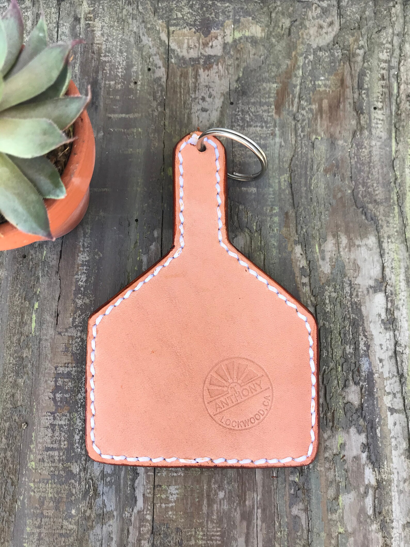 Tooled Leather Floral Livestock Cow Ear Tag Keychain Etsy