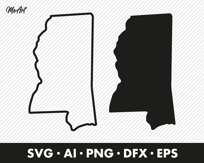 Mississippi SVG State Shape Outline | Etsy