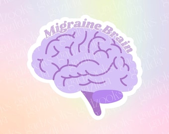 Migraine Awareness Sticker, Migraine Brain, Hand-Drawn Waterproof Vinyl Sticker