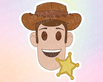 Toy Story Sticker, Woody Cowboy Sheriff Emoji, Hand-Drawn Waterproof Vinyl Sticker