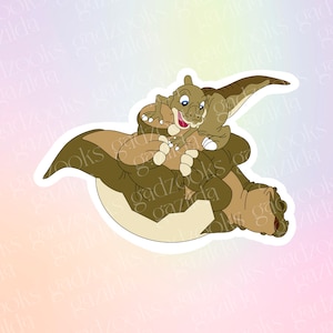 Nostalgic Cartoons, Land Before Time Sticker, Ducky & Spike Dinosaur, Hand-Drawn, Waterproof, Unique, Nostalgic, Stocking Stuffer, Gift