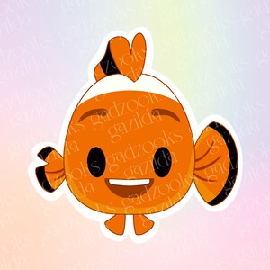 Magical Movie, Finding Nemo Sticker, Lucky Fin Clown Fish Emoji, Hand-Drawn, Waterproof, Unique, Nostalgic, Stocking Stuffer, Gift