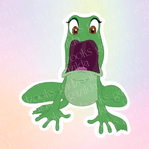 Magic Movie, Princess & the Frog Sticker, Tiana Slimy Frog Scream, Hand-Drawn, Waterproof, Unique, Nostalgic, Stocking Stuffer, Gift