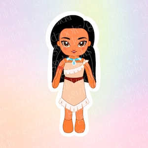 Magic Movie, Pocahontas Sticker, Pocahontas Princess Plushie, Hand-Drawn, Waterproof, Unique, Nostalgic, Stocking Stuffer, Gift