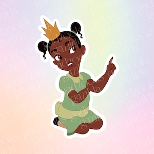 Magic Movie, Princess & the Frog Sticker, Little Princess Tiana, Hand-Drawn, Waterproof, Unique, Nostalgic, Stocking Stuffer, Gift