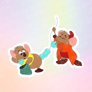 Magic Movie, Cinderella Sticker, Jaq & Gus, Hand-Drawn, Waterproof, Unique, Nostalgic, Stocking Stuffer, Gift