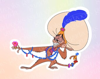 Aladdin Sticker, Abu the Sultan of Treasure, Hand-Drawn Water Resistant Vinyl Sticker