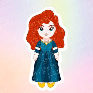 Magical Movie, Brave Sticker, Merida Bear Princess Plush, Hand-Drawn, Waterproof, Unique, Nostalgic, Stocking Stuffer, Gift