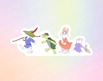 Robin Hood Sticker, Skippy Toby Sis Tagalong March, Hand-Drawn Waterproof Vinyl Sticker