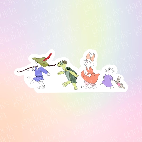 Robin Hood Sticker, Skippy Toby Sis Tagalong March, Hand-Drawn Waterproof Vinyl Sticker