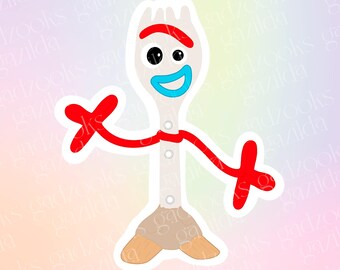 Toy Story Sticker, Forky Trash Toy, Hand-Drawn Waterproof Vinyl Sticker