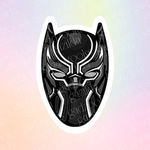 Super Hero Sticker, Black Panther King T’Challa Helmet, Hand-Drawn, Waterproof, Unique, Nostalgic, Stocking Stuffer, Gift