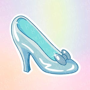 Pegatina de Cenicienta, Princesa Zapatilla de Cristal, Pegatina de vinilo impermeable dibujada a mano