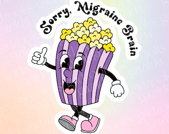 Migraine Awareness Sticker, Migraine Brain, Hand-Drawn Waterproof Vinyl Sticker