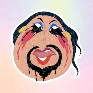 Mulan Sticker, Wet Melting Mustache Matchmaker, Hand-Drawn Waterproof Vinyl Sticker