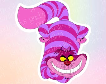 Alice in Wonderland Sticker, Cheshire Kitty Smiley, Hand-Drawn Waterproof Vinyl Sticker