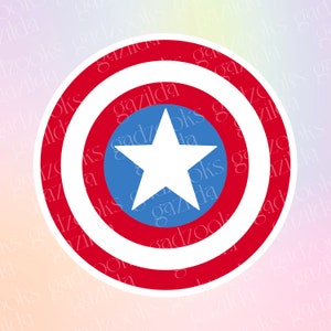 Super Hero Sticker, Captain America Star Shield Coin, Hand-Drawn, Waterproof, Unique, Nostalgic, Stocking Stuffer, Gift