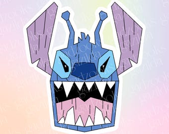 Lilo & Stitch Sticker, Tiki Stitch, Hand-Drawn Waterproof Vinyl Sticker