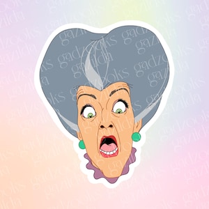 Magic Movie, Cinderella Sticker, Evil Step Mother Lady Tremaine, Hand-Drawn, Waterproof, Unique, Nostalgic, Stocking Stuffer, Gift