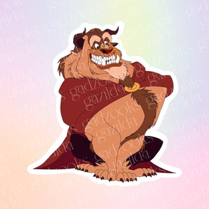Beauty & the Beast Sticker, Beast Puppy, Hand-Drawn Waterproof Vinyl Sticker