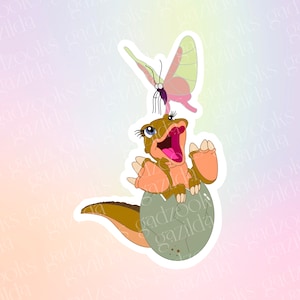 Nostalgic Cartoons, Land Before Time Sticker, Ducky Dinosaur, Hand-Drawn, Waterproof, Unique, Nostalgic, Stocking Stuffer, Gift