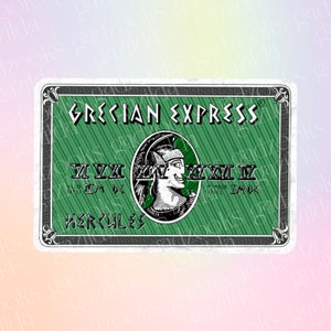 Magic Movie, Hercules Sticker, Grecian Express Credit Card, Hand-Drawn, Waterproof, Unique, Nostalgic, Stocking Stuffer, Gift