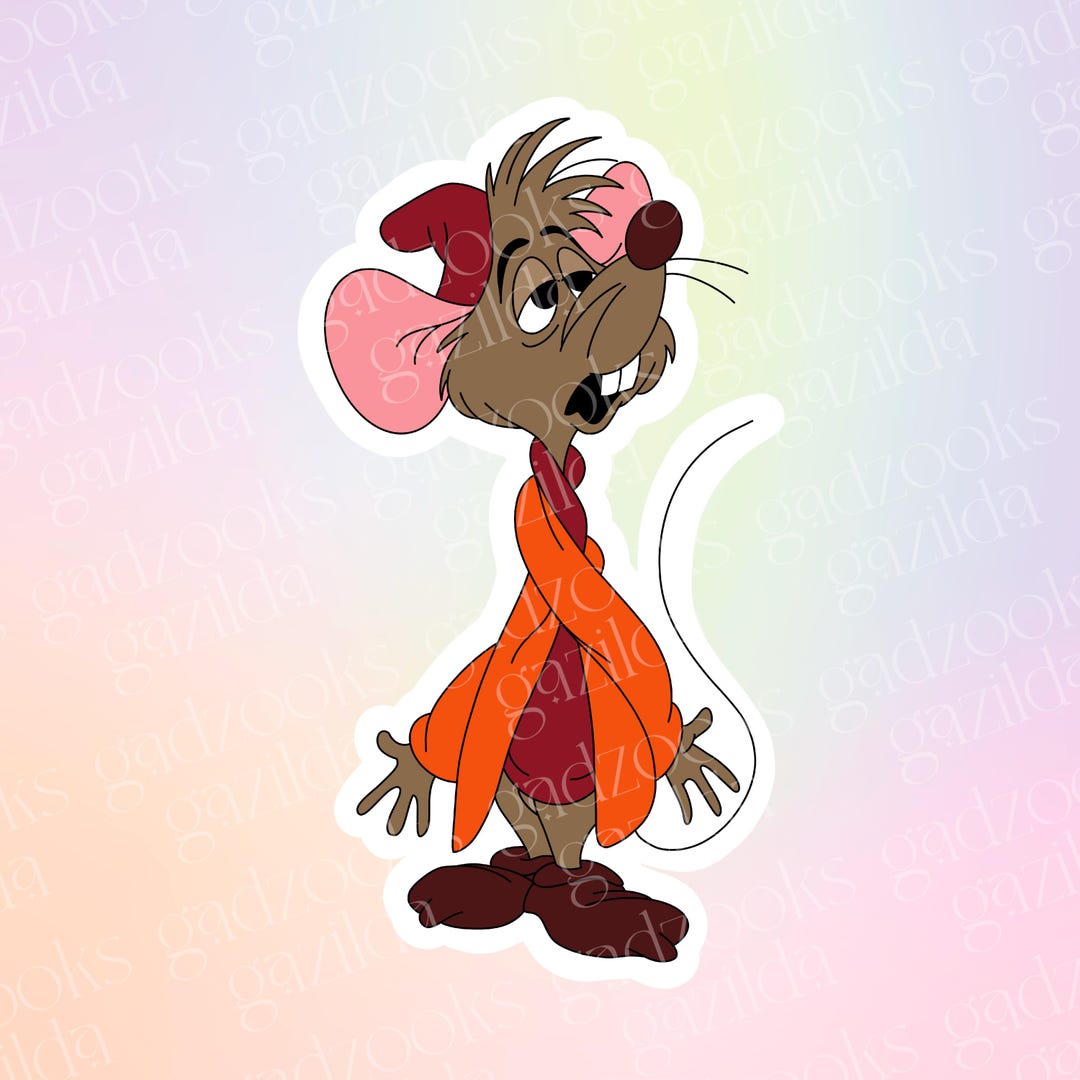 Cinderella Sticker, Jacque Mouse Friend, Hand-drawn Waterproof Vinyl ...