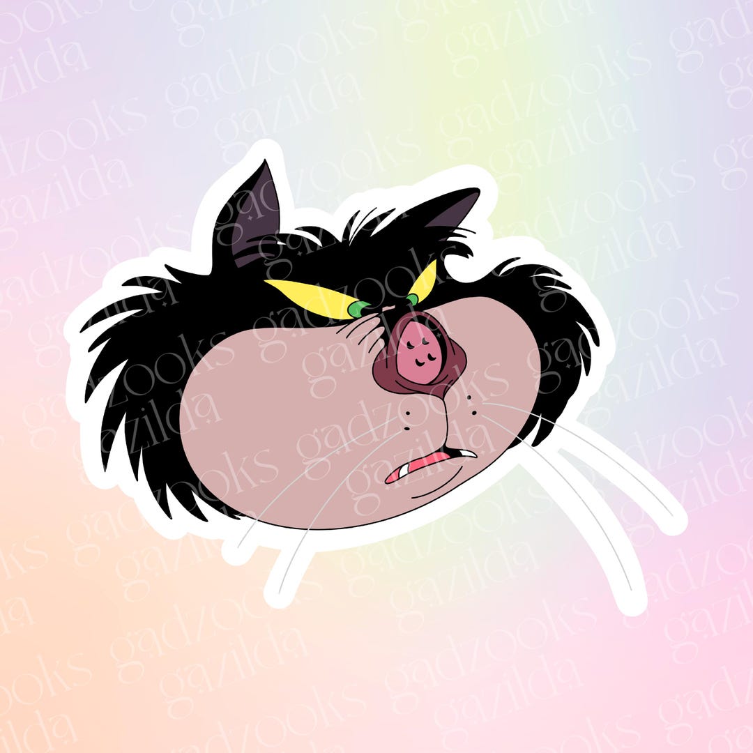 Cinderella Sticker, Lucifer Button Nose Cat, Hand-drawn Waterproof ...